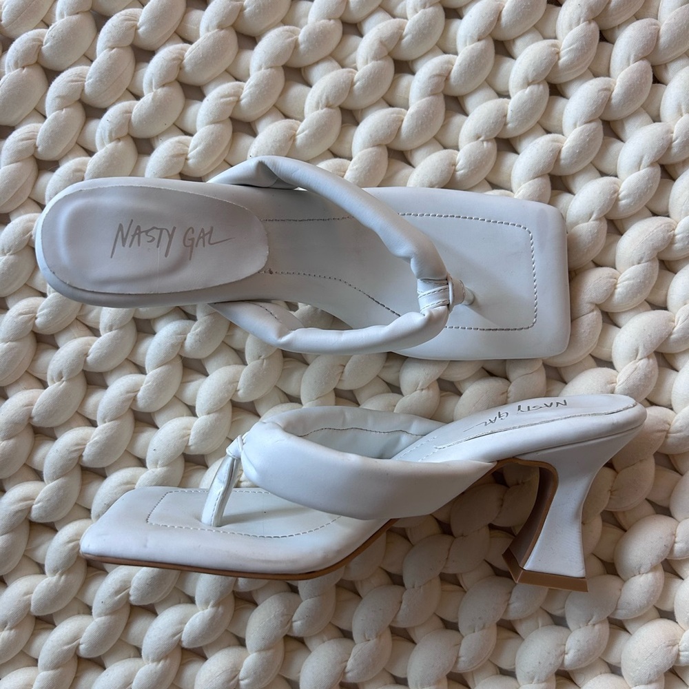 Nasty Gal White Square-Toe Heels